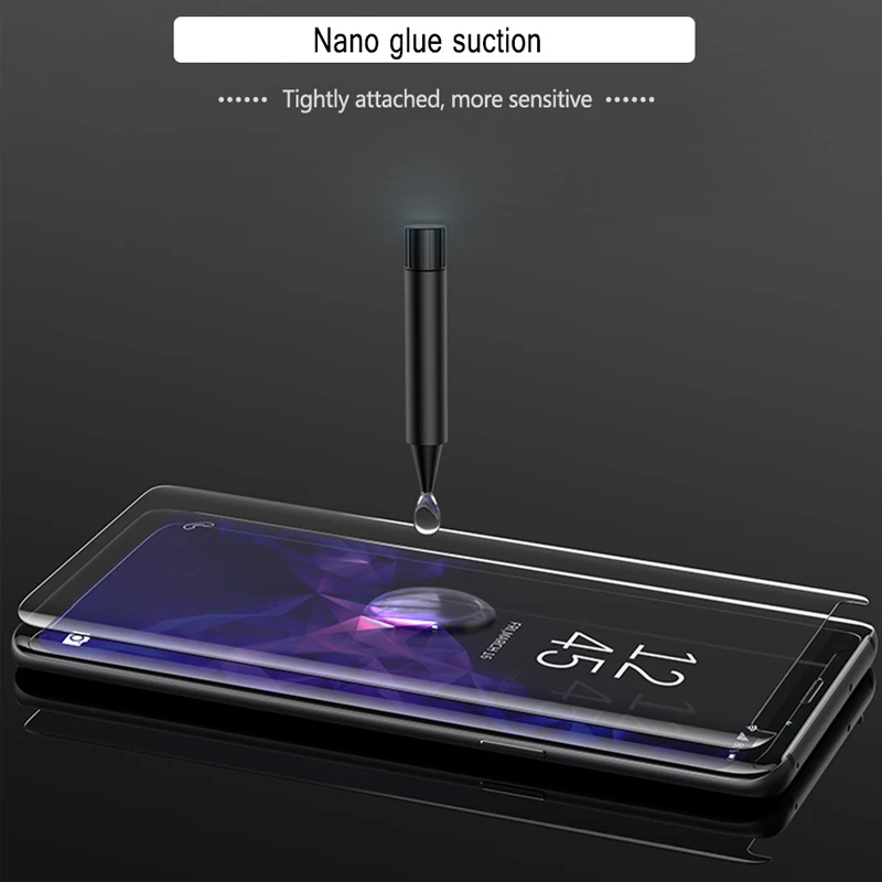 S10 Plus защита для УФ-экрана жидкое изогнутое закаленное стекло Samsung Galaxy S8 S9 Note 8 9 S10e