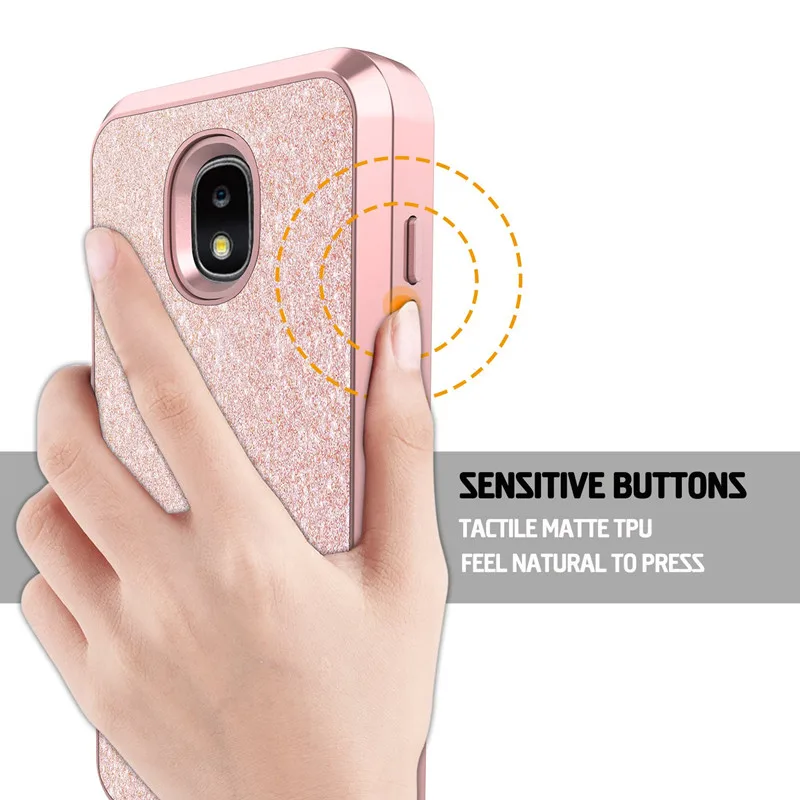 Милый блестящий чехол для Samsung Galaxy J3 J7 2018 Блестящий Роскошный чехол-Бампер