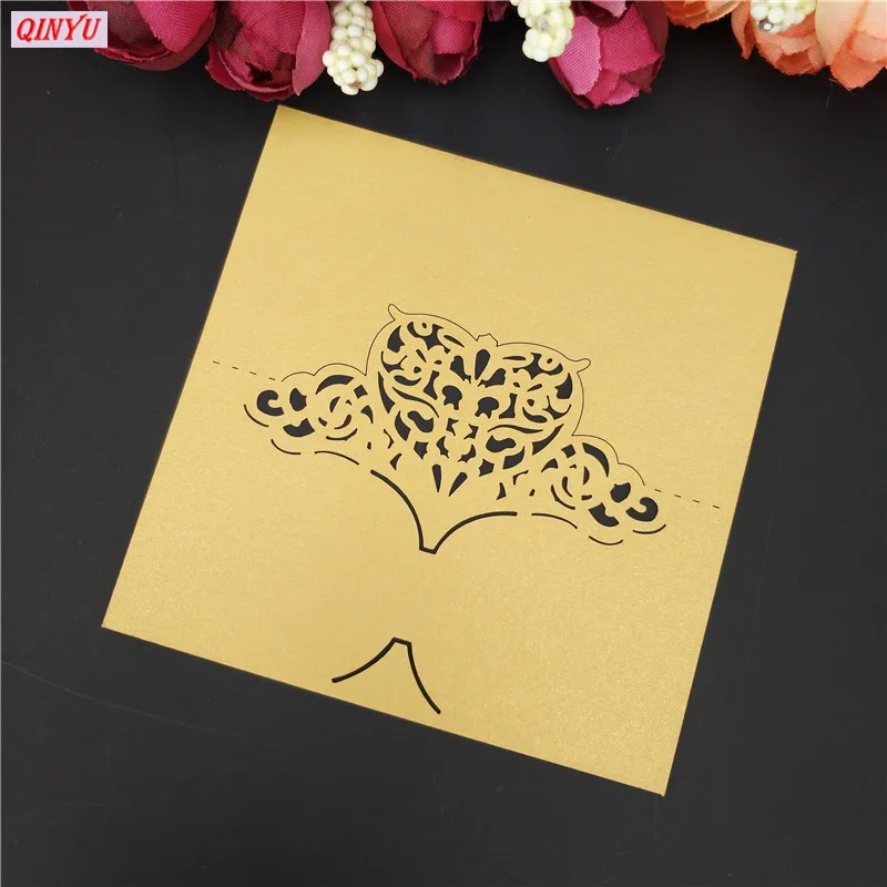 10 шт. Лазерная резка сердца украшение для свадебного стола место открыток бокал