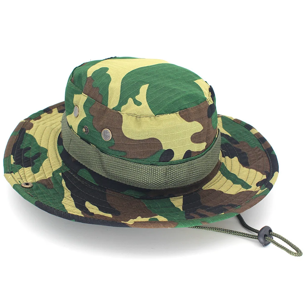 New Camo Панама шляпа Сафари Boonie шляпа мужская Панама Рыбалка Хлопок Открытый Унисекс для женщин Лето Охота Боб Защита от солнца рыбак шляпы - Цвет: New Camo
