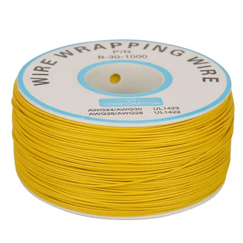 1 рулон проволочной обмотки одинарный медный провод 30AWG кабель 0,25 мм диаметр сердечника электрические провода - Цвет: Цвет: желтый
