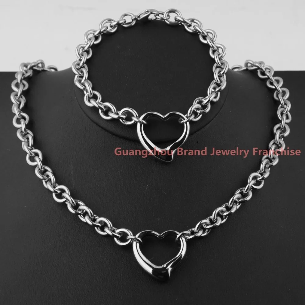 Ювелирный Набор для женщин 18 &quotожерелье + 8&quot браслетов серебряный цвет сердца