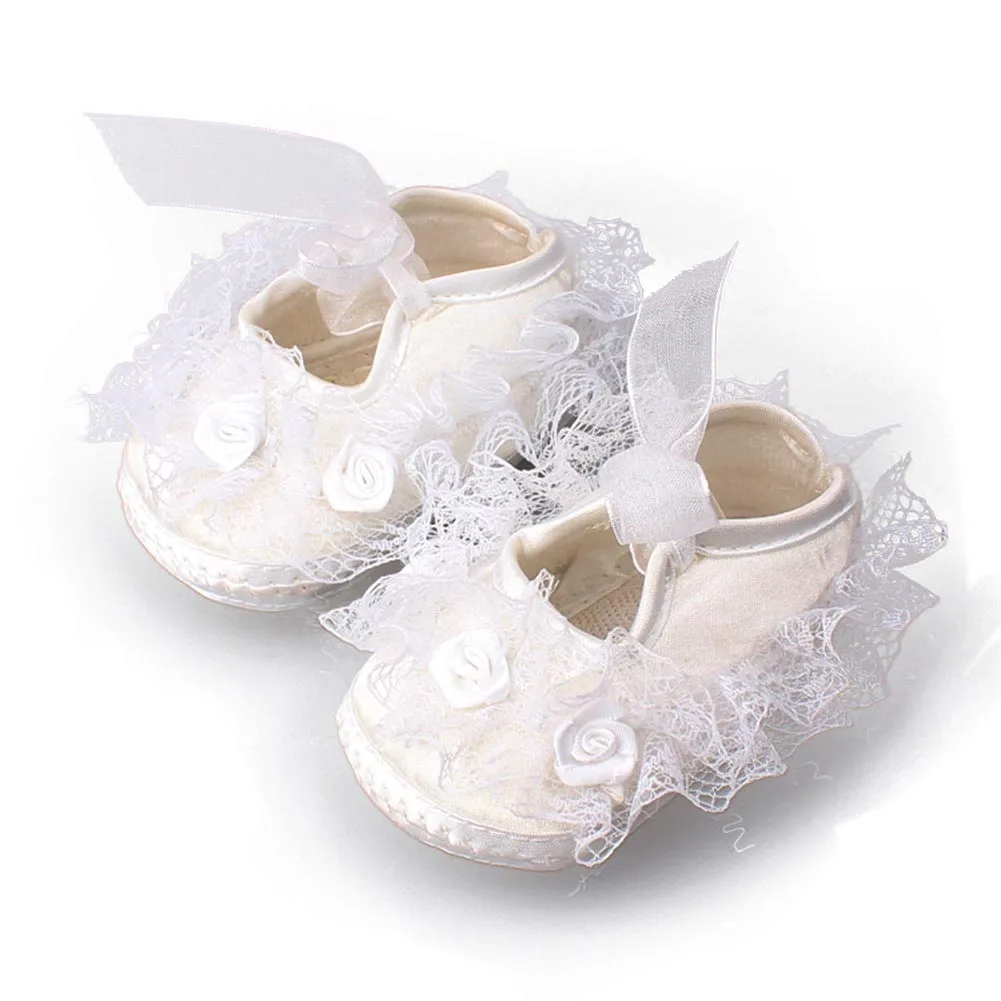 Для новорожденных детей кружевной рант цветок подошва сапоги для милый Малыш