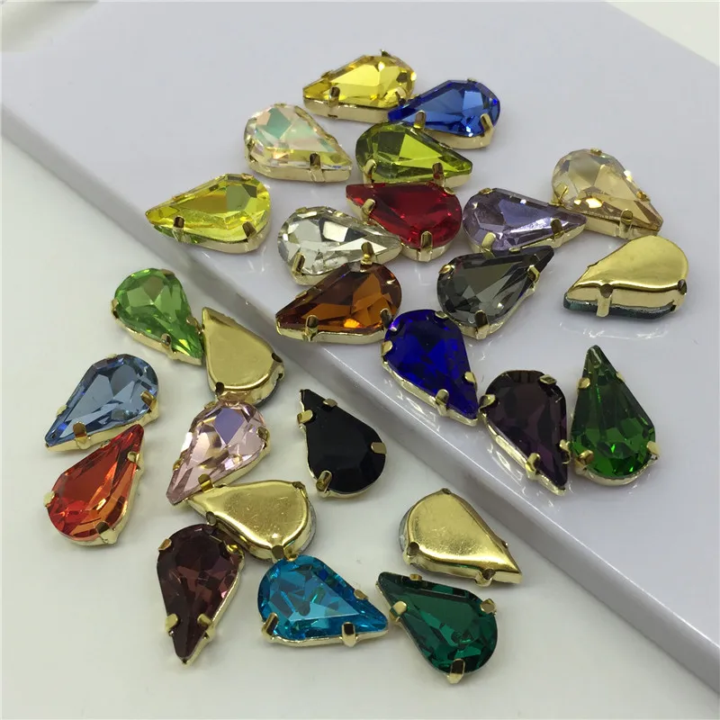 TopStone Xilion Drop Gold Claw Стразы 6x10 8x13 мм КАПЛЕВИДНАЯ пришивка стекло кристалл камень