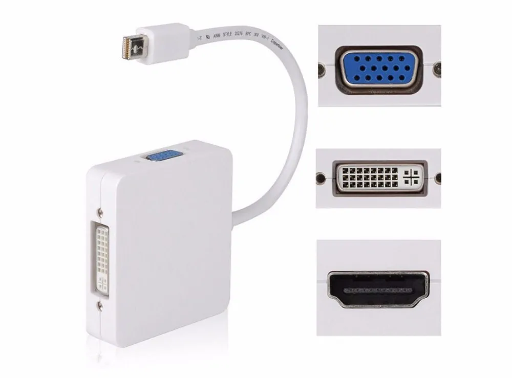 Кабель адаптер Mini DisplayPort VGA HDMI DVI DP разъем 3 в 1 кабель для Macbook монитора ТВ|displayport to