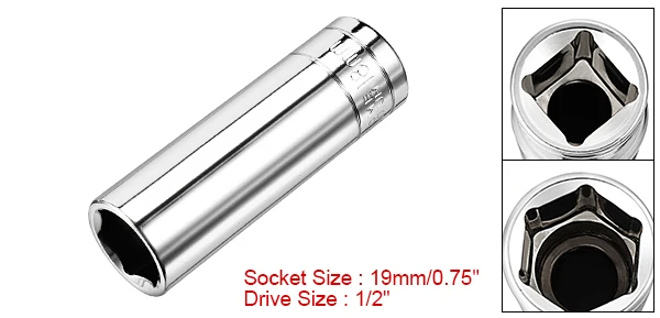 19mm UXCELL 1/2 дюймовый накопитель 15 мм 16 мм 19 мм 6-точечный глубокое гнездо, хром-ванадиевая Сталь для автомобильных ремонтных работ, бытовой Высокое качество обслуживания - Цвет: 19mm