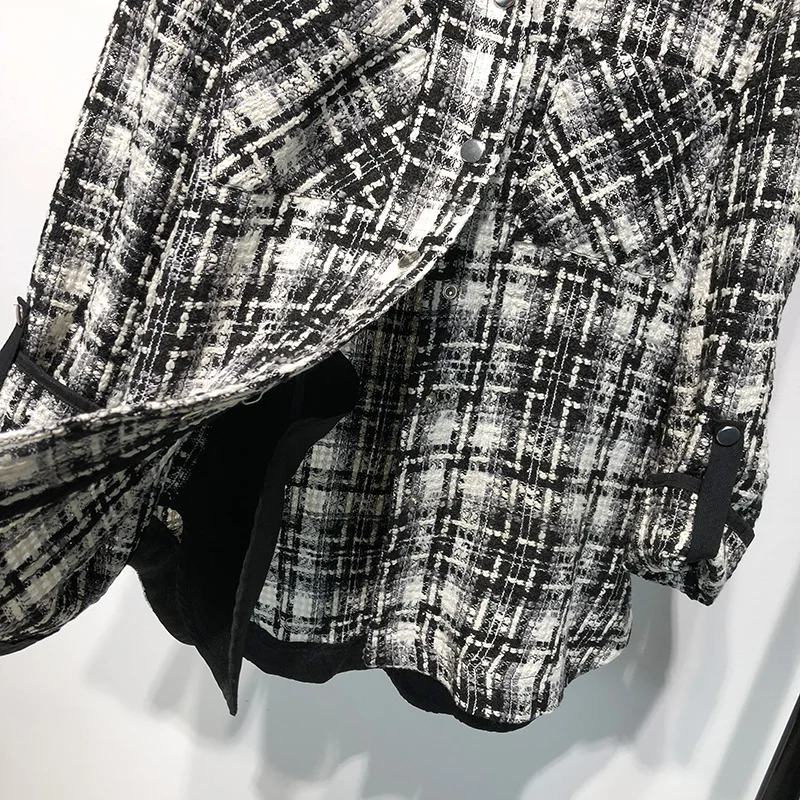 WHITNEY WANG 2018 Autumn Winter Fashion Streetwear Vintage Style Pockets Tweed Blouse Women Blusas Shirt Tops WW-2643 |
