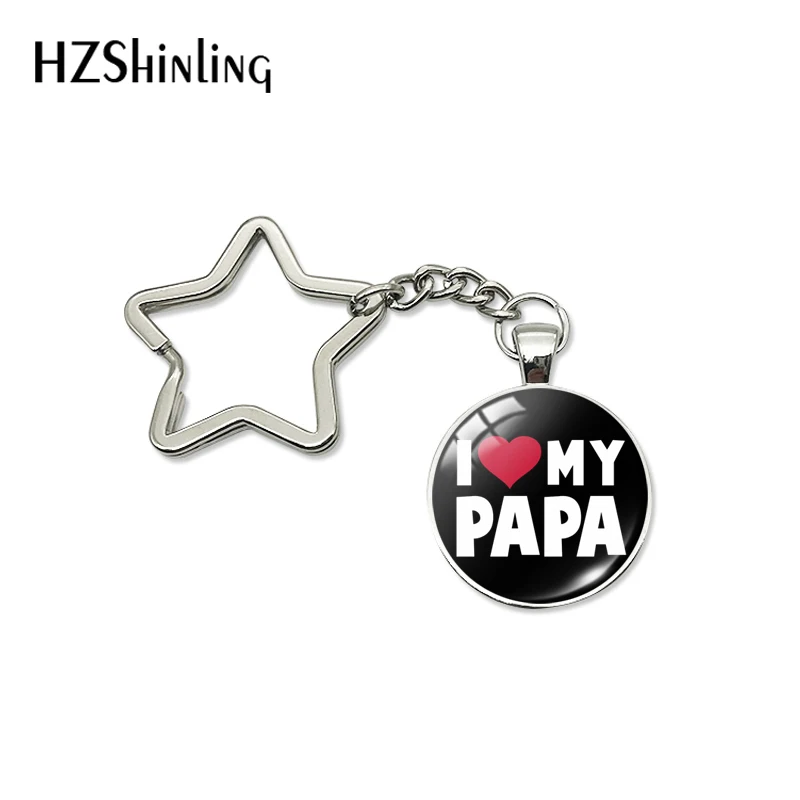 5 Новая мода Je t'aime Papa Звездный брелок Отцы подарки супер папа I Love Папа французское искусство брелок кольцо держатель мужские ювелирные изделия - Цвет: 5
