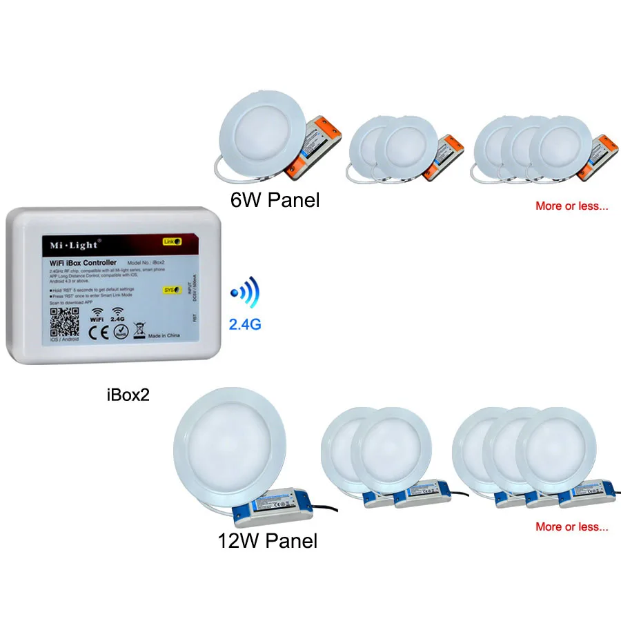 Milight 6 вт 12 вт светодиодный светильник-панель с регулируемой яркостью RGB CCT AC85-265V круглый встраиваемый светодиодный светильник для помещений, спальни, кухни