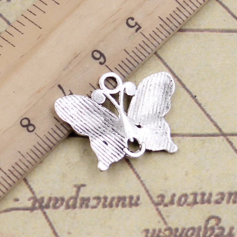 10 шт. подвески бабочки диагностического разъёма 20x25mm антикварные из серебра