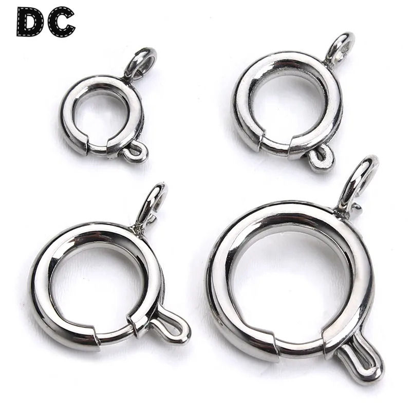 

DC 10 шт./лот, серебряный цвет, нержавеющая сталь, круглые застежки-карабины, браслет крючки, соединители для ожерелья, 6 мм, подходят для самост...