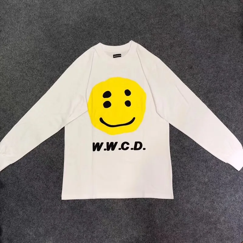 Длинные футболки CPFM w. w. C. D уличная футболка с Рокки смайликом w. w. C. D модная повседневная футболка