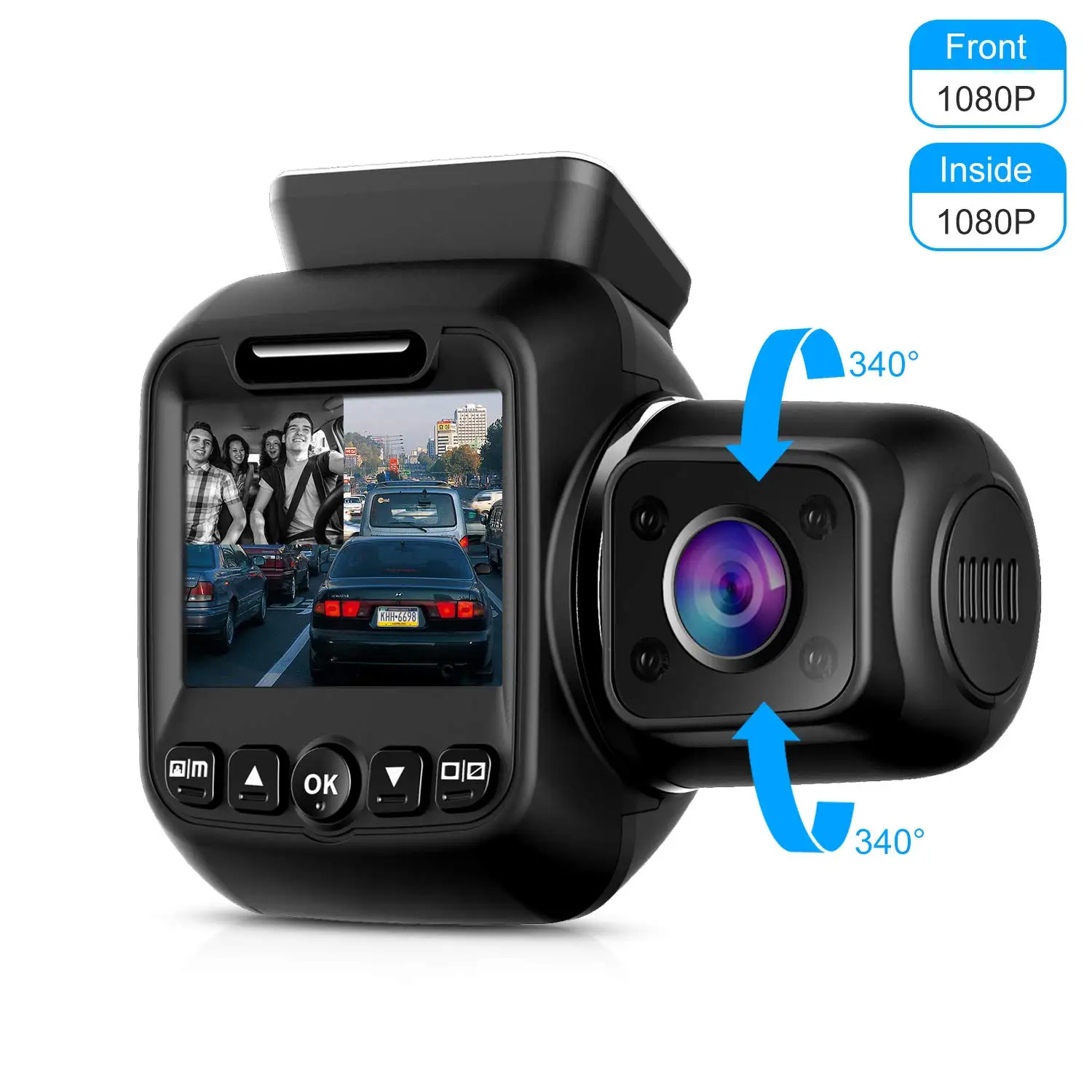 Видеорегистратор Pruveeo F2 с инфракрасным ночным видением, встроенным gps, WiFi, 4K Dual 1080P спереди и внутри, для автомобилей, грузовиков, такси