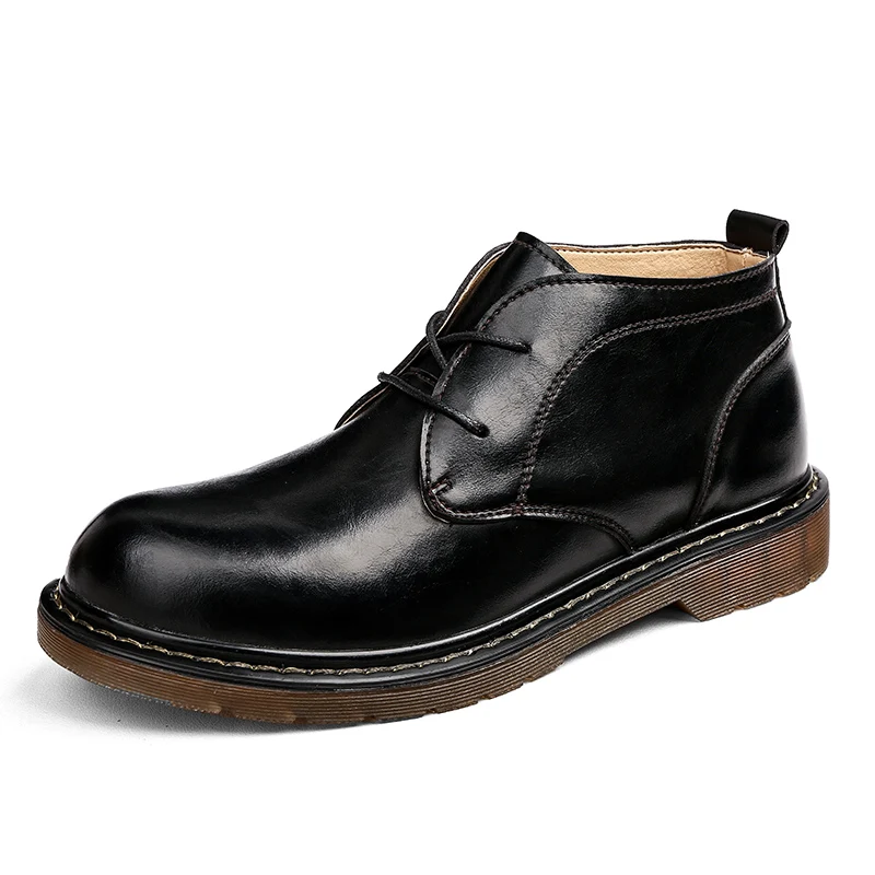 Split Leather Boots Men Ankle Men Red Fashionable Shoes Handmade Fashion Casual Men's Boots Stylish Male Martin Boots - Цвет: Black