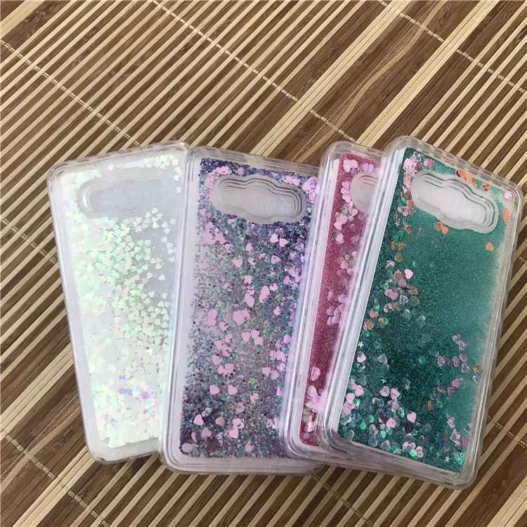 Bling Flowing Heart Love sequin Soft TPU Cases for Samsung Galaxy J4 J6 J8 2018 J3 J7 J5 2016 Prime Quicksand Liquid Coque |