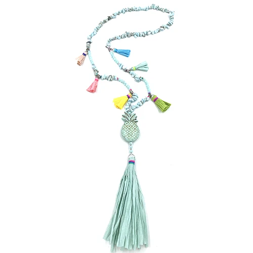 blue pendant Новая мода ручной работы креативный кисточкой кулон ожерелье уникальные Бохо богемные ожерелья кулон с ананасом ожерелье для женщин - Окраска металла: blue pendant