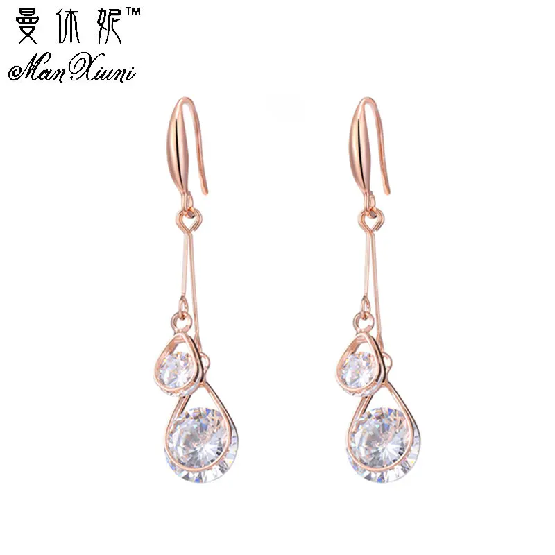 Серьги женские из розового золота с фианитом EH1021|hanging earrings|earrings fashionearrings style |