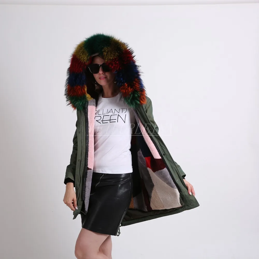 Women Natural Raccoon Dog Fur Jacket Parkas Winter Warm Thick Genuine Coat Long Waistcoat Female Fluffy Coats | Женская одежда