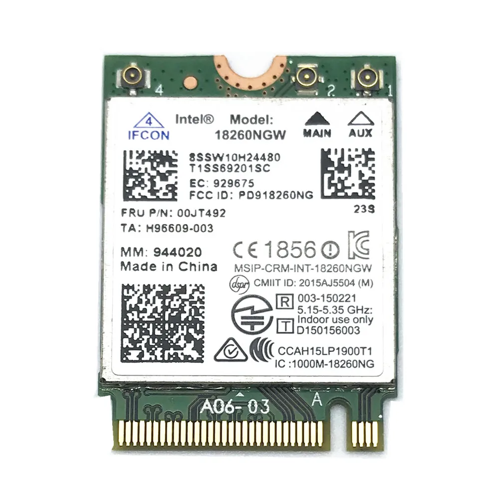 Для Intel Wireless AC 18260AC 00JT492 M.2 802.11ac 867 Мбит/с WiFi + Bluetooth 4 1 карта для Lenovo X260 T460 T460S T460P YOGA