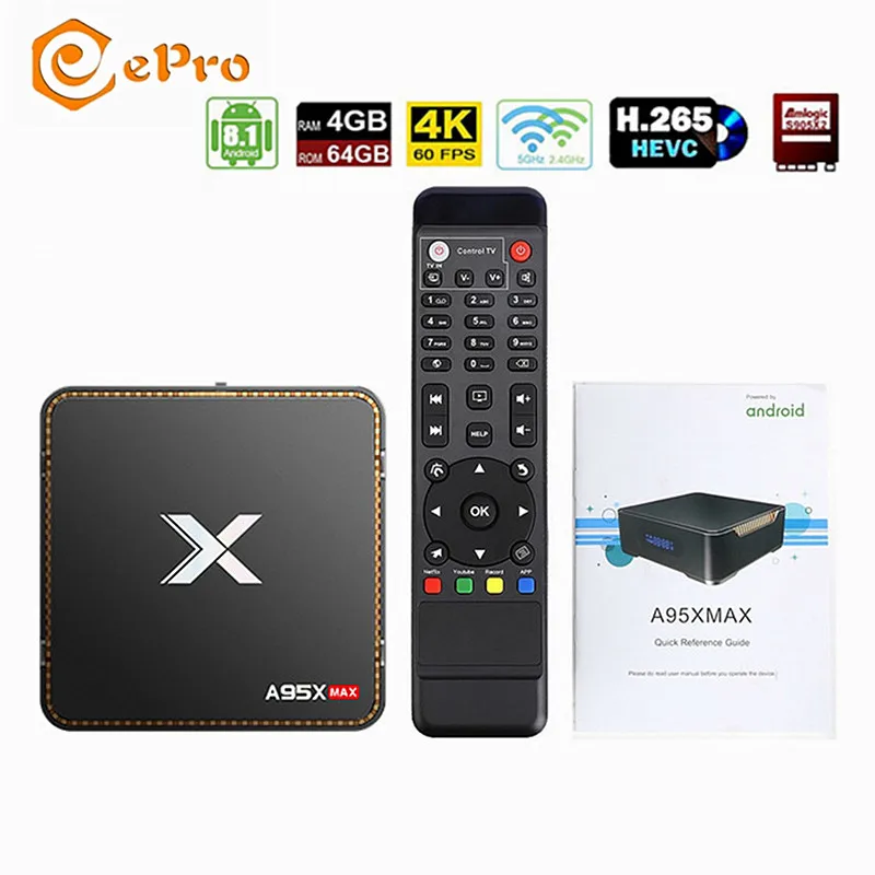 A95X MAX S905X2 4 Гб RAM 64 ROM Android 8 1 TV Box 2 4G & 5G Wifi BT X2 телеприставка поддержка записи