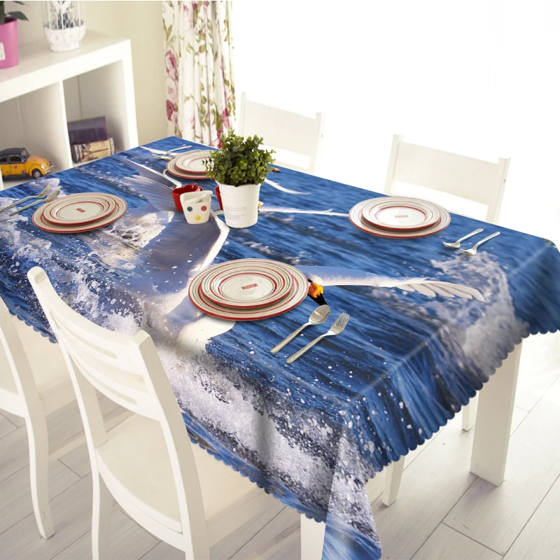 Скатерть с 3D изображением дельфинов для вашего дома подводный мир моющаяся
