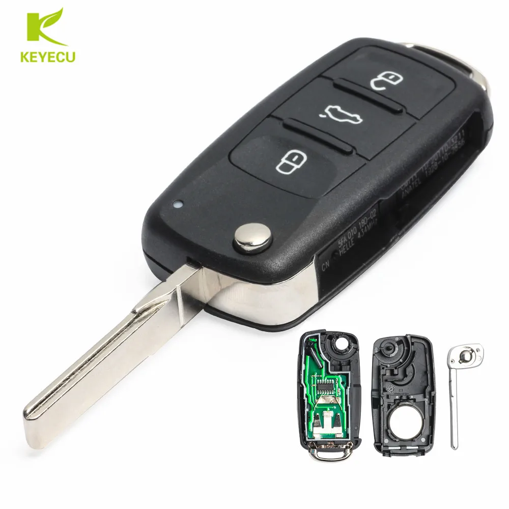Оригинальная запасная флип кнопка KEYECU для VW Volkswagen Toureg Beetle Golf Jetta 2011 2015 5K0 837 202 AD|fob|fob