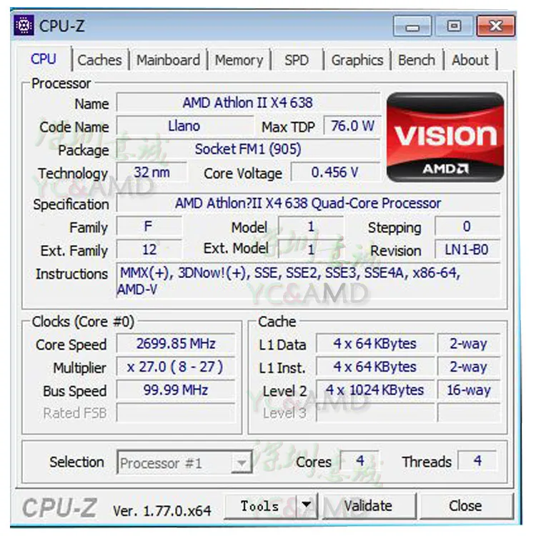 Бесплатная доставка AMD X4 638 Quad-Core FM1 2.7 ГГц 4 МБ 65 Вт процессор шт X4-638 (рабочая 100%)
