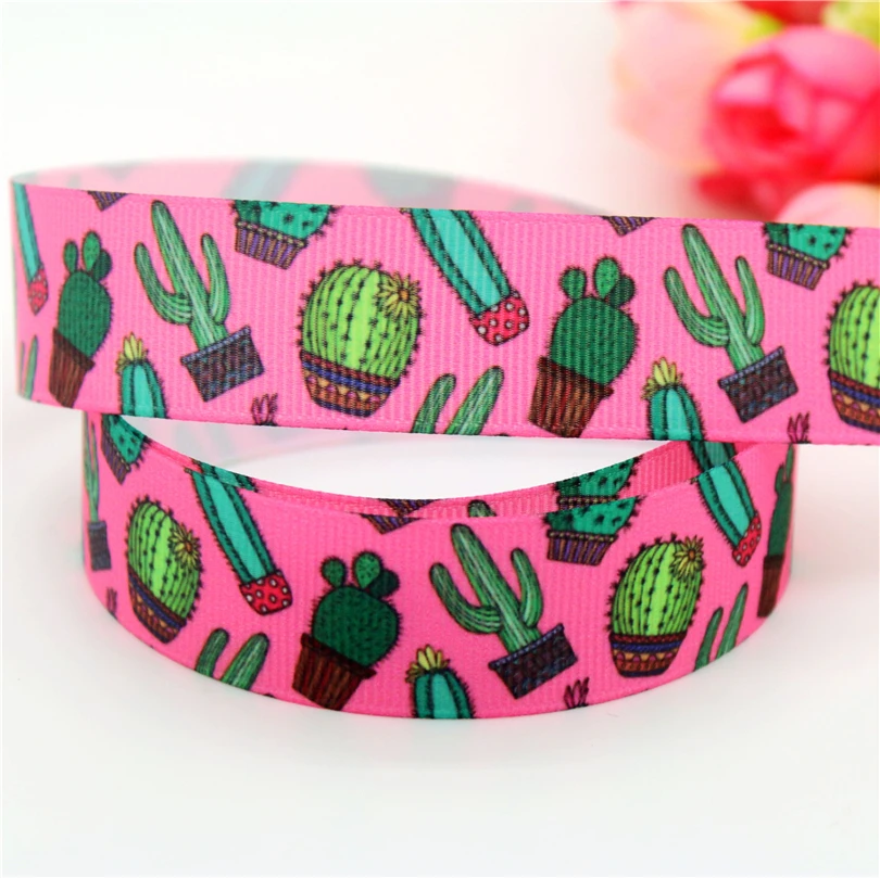 7/8'' Free shipping cactus flowers printed grosgrain ribbon hairbow headwear party decoration diy wholesale 22mm D563 | Дом и сад