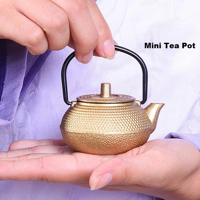 Мини чайник маленький золотой 50 мл железный чайный набор кунг фу Миниатюрный