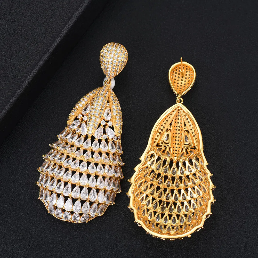 

SisCathy Elegant Womens Drop Earrings in Jewelry Charms Full Cubic Zirconia Dangle Statement Earrings African Jewelry 2019 Hot