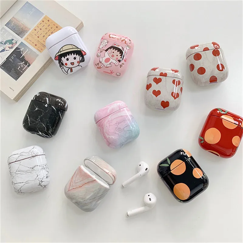 Роскошные Мрамор чехол для airpods крышка мультфильм защитный футляр беспроводные