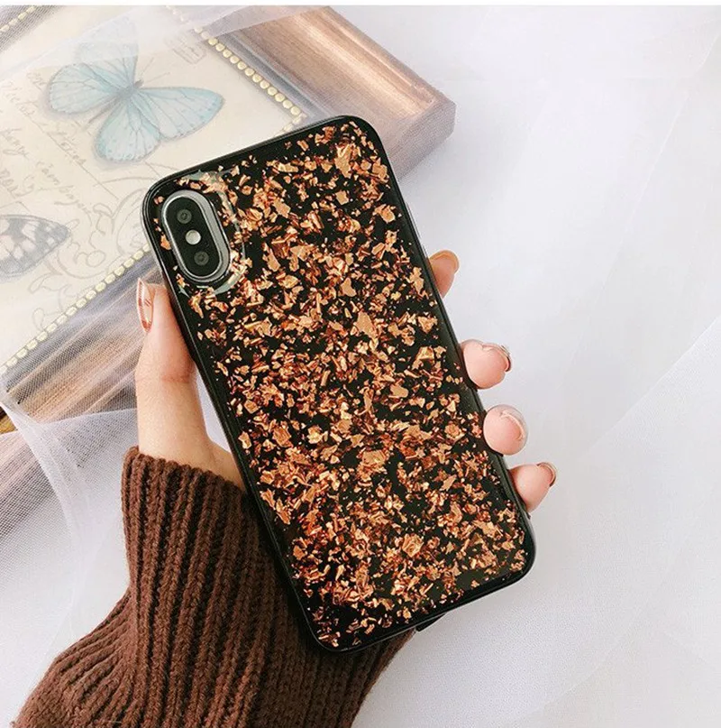 Роскошные блестящие Чехлы Kerzzil с золотой фольгой для iPhone X XS XR Max мягкий чехол из