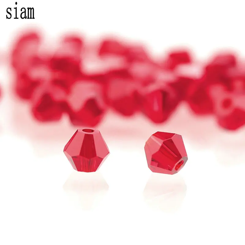 siam AAA Качество 3 мм 4 мм 6 мм Подвески со стразами разделительные стеклянные бусины Свободные двухконусные бусины для изготовления ювелирных изделий ожерелье браслет DIY - Цвет: siam