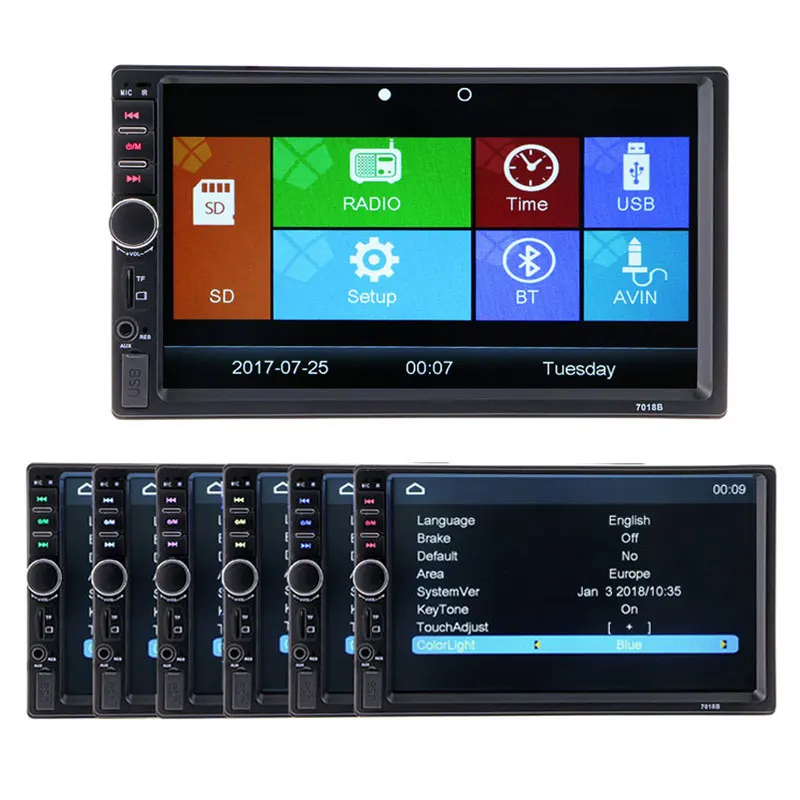 2 дин Мультимедиа Радио 7 ''HD Bluetooth FM стерео аудио видео MP3 MP4 MP5 USB AUX Авто