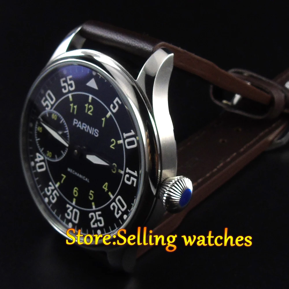 Механические Мужские часы с черным циферблатом parnis 6497 44 мм 3600|watch men|watch men mechanicalwatch