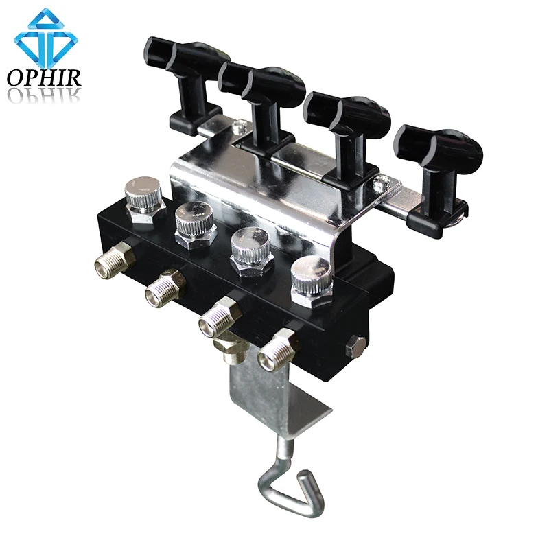 OPHIR Airbrush Holders with 1/8 & 1/8 Splitter for 4pcs Airbrush Kit Convenient for Using 4 Different Colors of Airbrushes_AC121