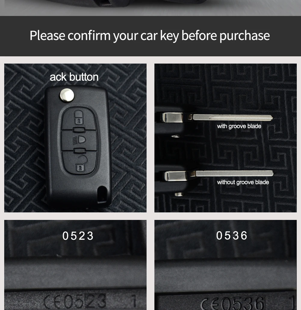 OkeyTech складной чехол для ключей на застежке чехол без рисунка 2 3 BTN для peugeot 207 307 308 407 607 807 чехол для Citroen C2 C3 C4 C5 C6 HU83 VA2 лезвие