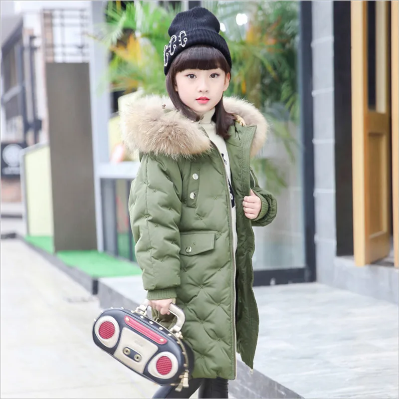 army green 90-160 пуховики для детей, зимнее пальто для мальчиков и девочек Новинка года, модная плотная теплая однотонная верхняя одежда Высокое качество - Цвет: army green