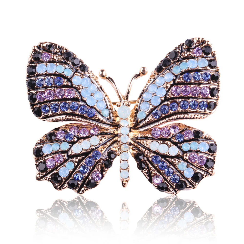 Женская Брошь-бабочка из металлического сплава с кристаллами | Украшения и