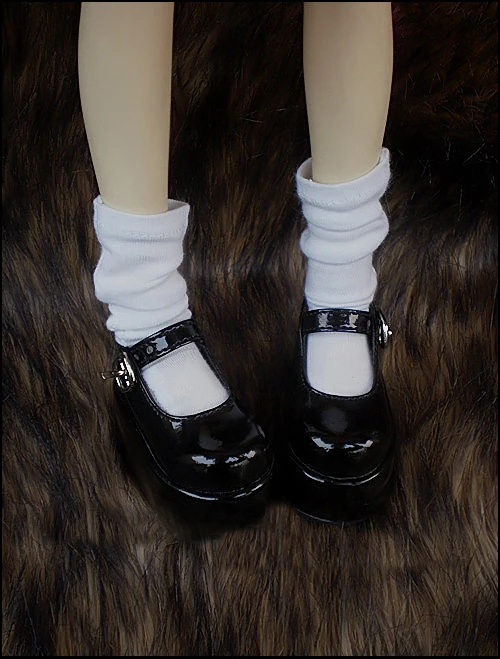 

N01-X013 children handmade toy 1/3 1/4 Doll Accessories BJD/SD doll Buckle student shoes white black 1 pair