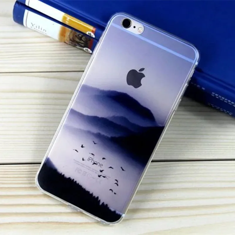 Fashion Phone Case Для iPhone 6 S Plus С Ландшафтного Окрашены ультра Тонкий Мягкие TPU