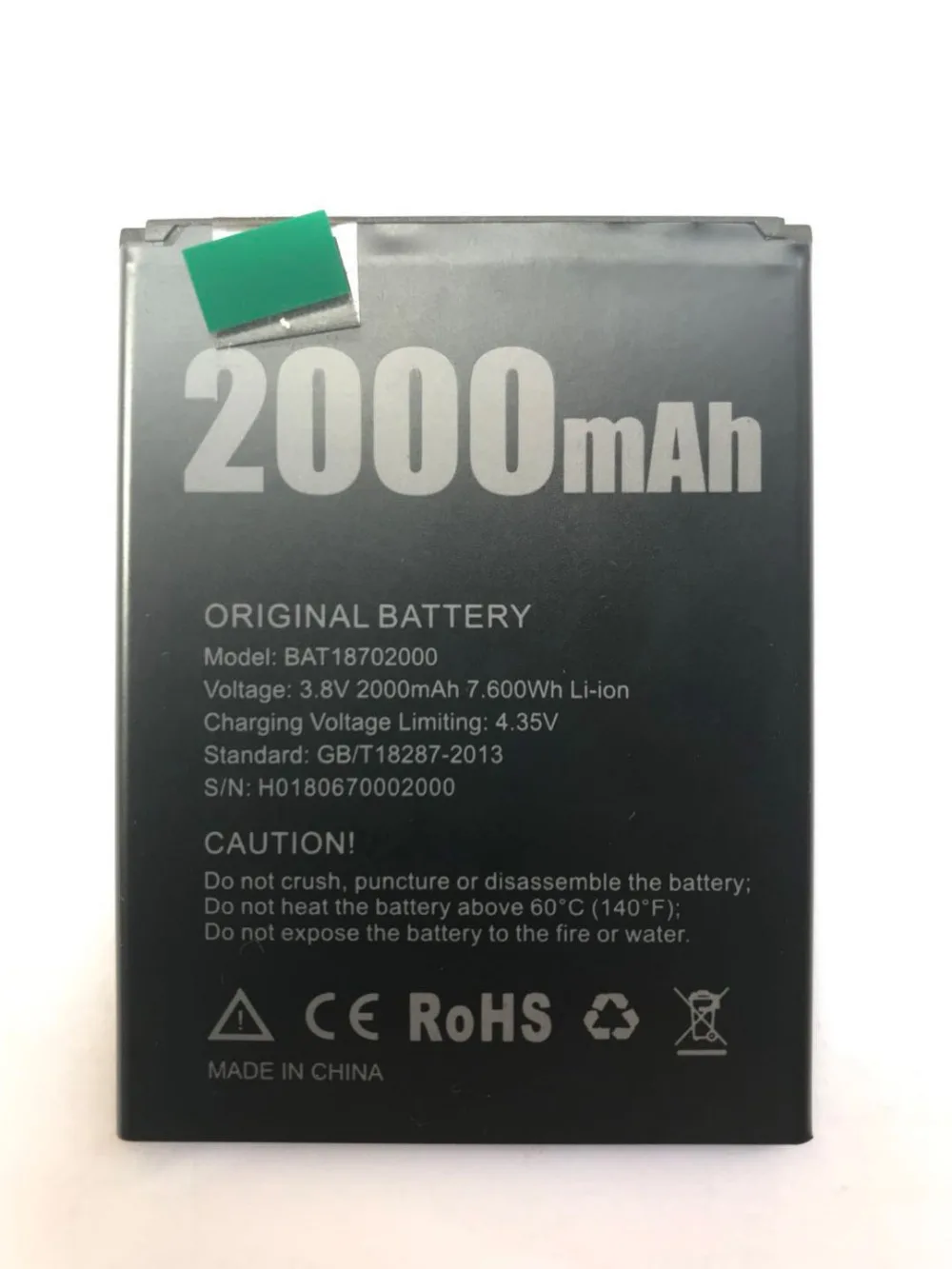 

Original New Doogee X50 Battery 2000mAh Polymer Li-ion 3.8V Batteries For Doogee X50 Phone BAT18702000