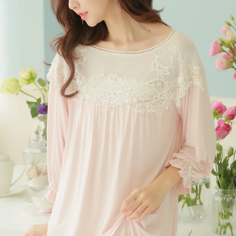 Женская ночная рубашка из хлопка для принцессы с полой вышивкой домашняя одежда