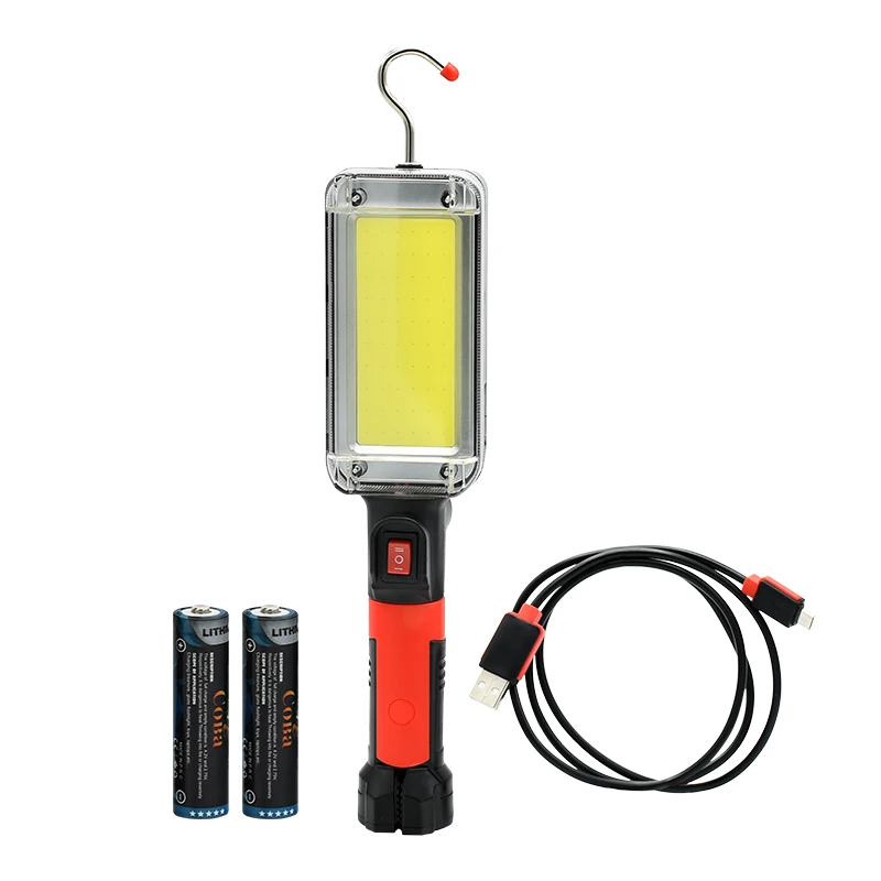 package B GIJOE светодиодный рабочий светильник, перезаряжаемый, usb cob, портативный светильник, 2*18650, батарея с зажимом на крючке, магнитный пластиковый чехол, водонепроницаемый - Испускаемый цвет: package B