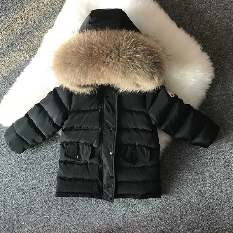 Dollplus/Коллекция года, Детская пуховая куртка утепленная пуховая куртка для маленьких мальчиков, пальто парки с мехом для маленьких мальчиков и девочек