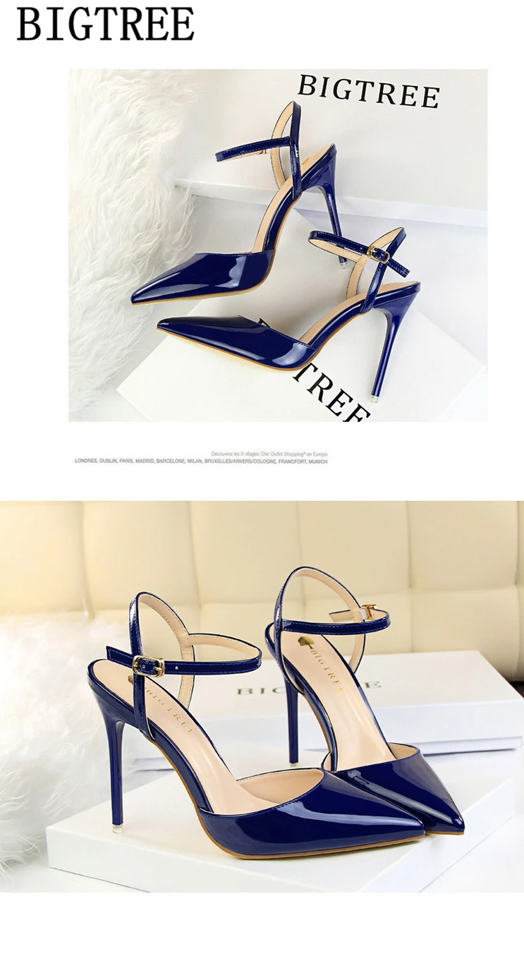 Patent leather gold shoes high heels sandals women bigtree shoes extreme high heels pumps women shoes sexy heels buty damskie