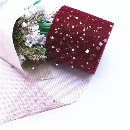 wine red Тюль в рулоне 6,5 см, 25 ярд, блестящая юбка-пачка из органзы, кружево для поделок, для вечеринки в честь Дня рождения, свадебные украшения - Цвет: wine red