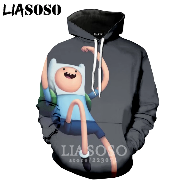 LIASOSO Зима Новая мода для мужчин и женщин Толстовка 3D принт мультфильм аниме время приключений толстовка с длинными рукавами Топ пуловер A191-15 - Цвет: 17