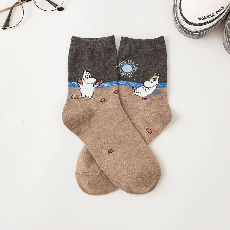 4 Новинка года; сезон осень-зима; женские носки с символикой аниме-бегемота; модные классические забавные носки-трубы средней длины; 1 пара - Цвет: 4