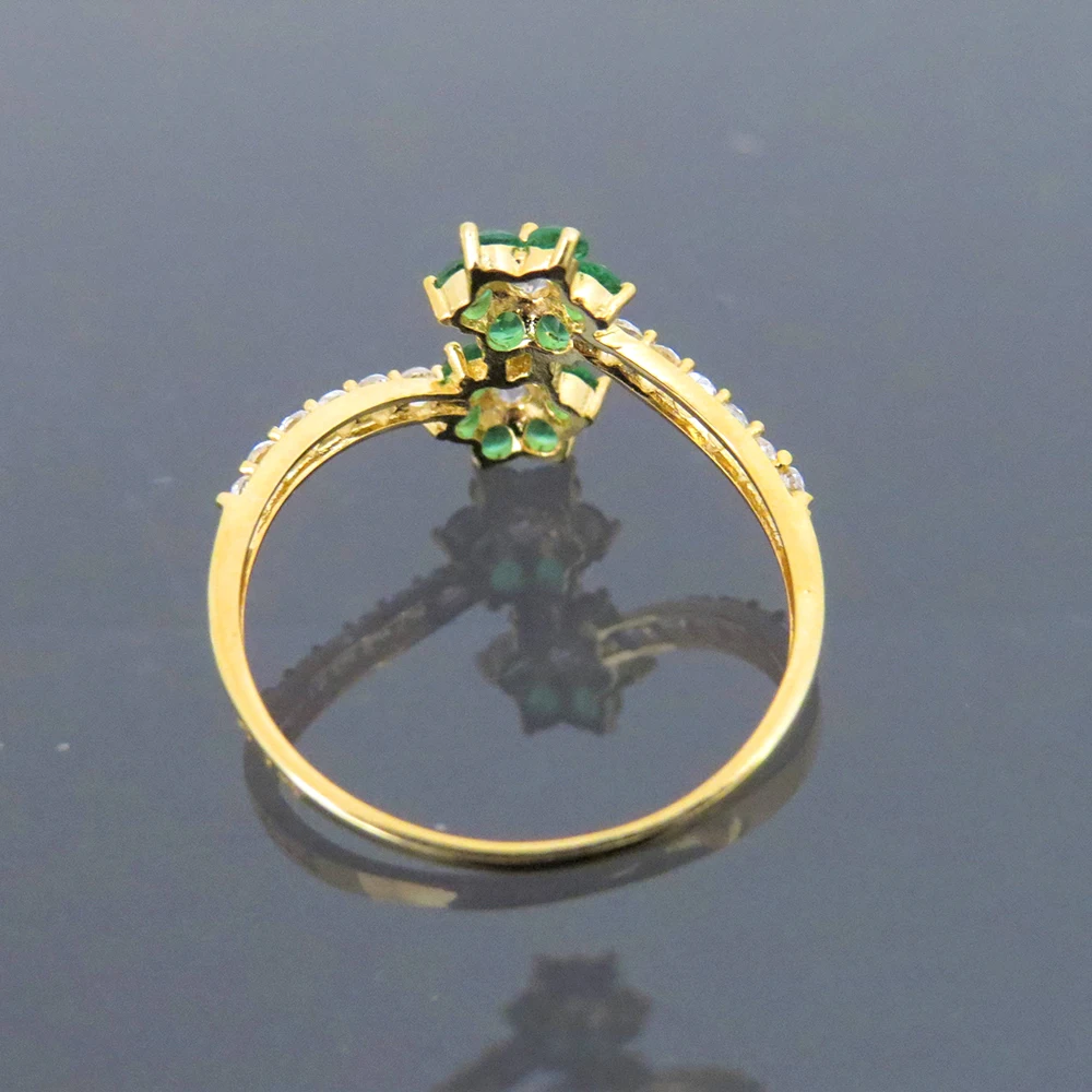 Милый 14K желтый золотой 0 4ctw 1 5 мм Supre белый Moissanite & Tsavorite скручивающий ремешок